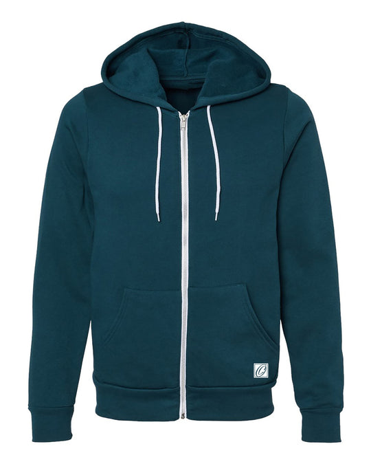 Bella Canvas Adult Midweight Sponge Fleece Full-Zip Hoodie - Blue/Green