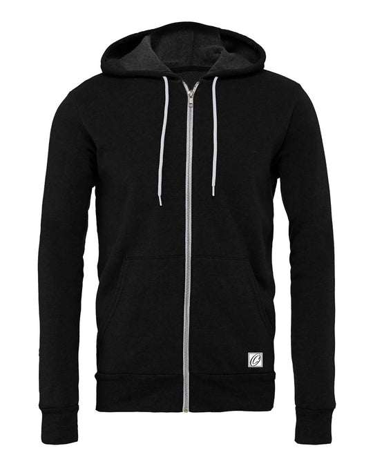 Bella Canvas Adult Midweight Sponge Fleece Full-Zip Hoodie - Black/Gray/White