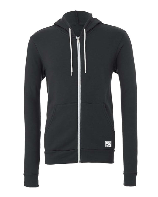 Bella Canvas Adult Midweight Sponge Fleece Full-Zip Hoodie - Black/Gray/White