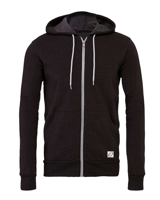 Bella Canvas Adult Midweight Sponge Fleece Full-Zip Hoodie - Black/Gray/White