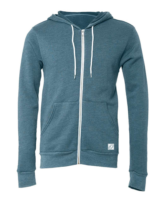 Bella Canvas Adult Midweight Sponge Fleece Full-Zip Hoodie - Blue/Green