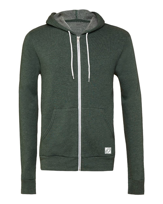 Bella Canvas Adult Midweight Sponge Fleece Full-Zip Hoodie - Blue/Green