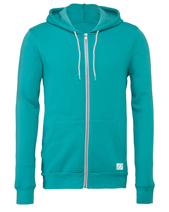 Bella Canvas Adult Midweight Sponge Fleece Full-Zip Hoodie - Blue/Green
