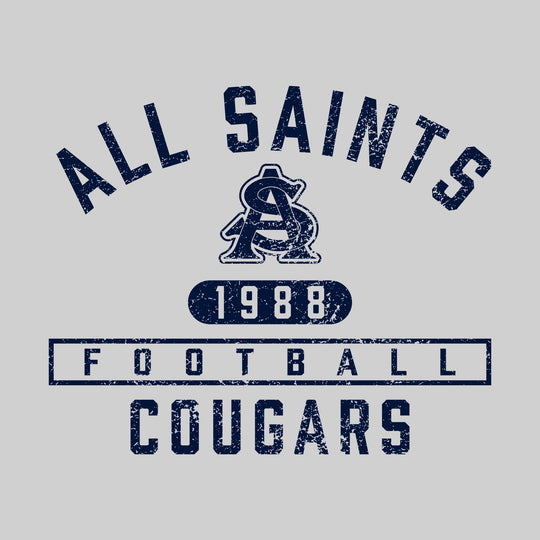 All Saints Cougars - Football - Arched School Name over Mascot and Established Year