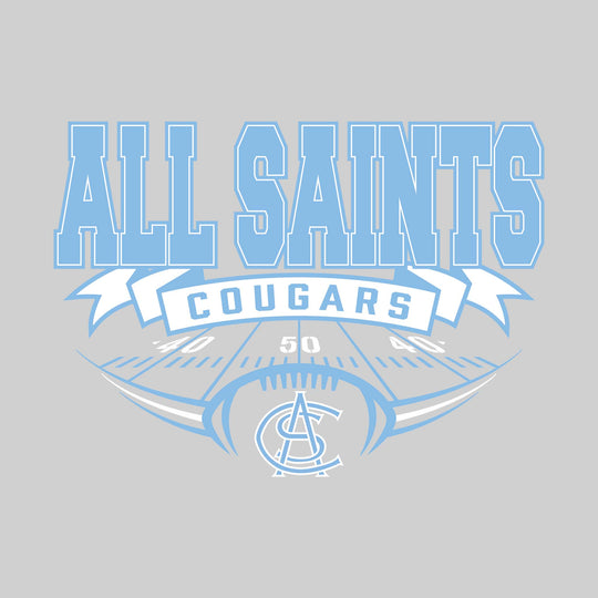 All Saints Cougars - Football - School Name with Banner & Yard Lines