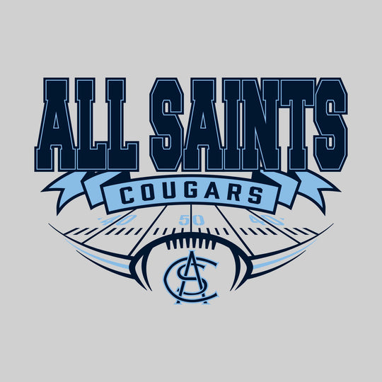 All Saints Cougars - Football - School Name with Banner & Yard Lines