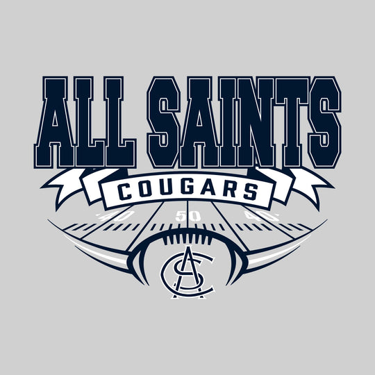 All Saints Cougars - Football - School Name with Banner & Yard Lines