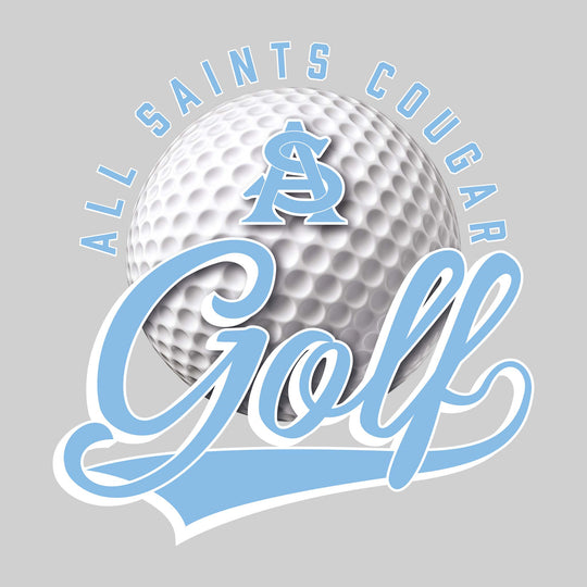All Saints Cougars - Golf - Arched School Name Over Golf Ball