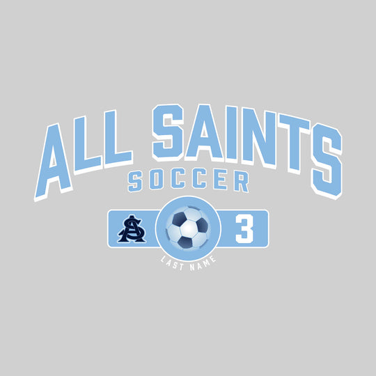 All Saints Cougars - Soccer - Arched School Name Over Mascot Name & Number