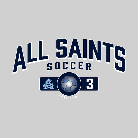 All Saints Cougars - Soccer - Arched School Name Over Mascot Name & Number