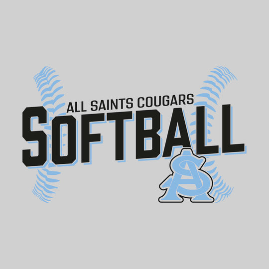 All Saints Cougars - Softball - Angled Softball with Threads
