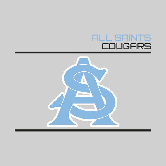 All Saints Cougars - Spirit Wear - Bracketed Mascot with Upper Right School Name