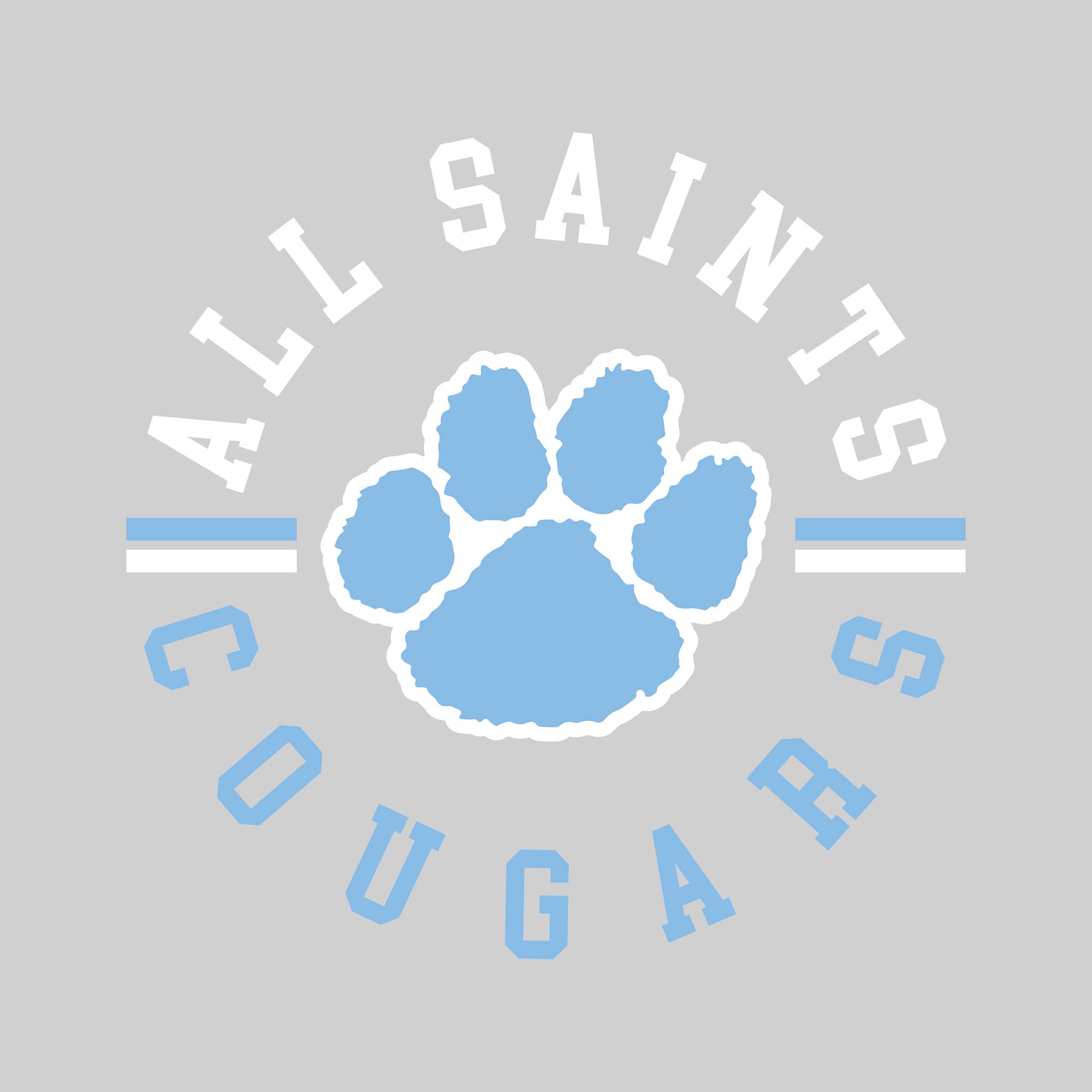 All Saints Cougars - Football - Stripes with Paw Logo – Oddly Creative  Design