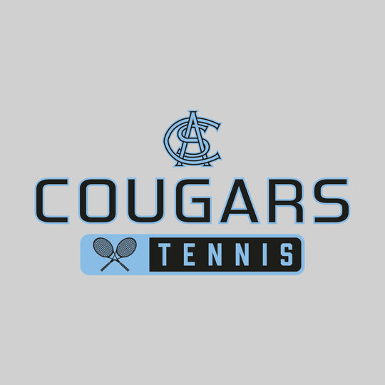 All Saints Cougars - Tennis - Mascot Over Name with Rounded Rectangle
