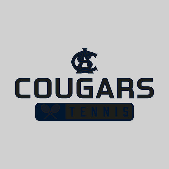 All Saints Cougars - Tennis - Mascot Over Name with Rounded Rectangle
