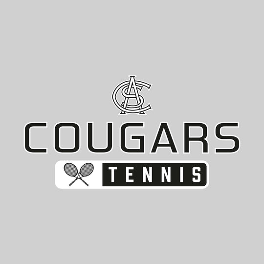 All Saints Cougars - Tennis - Mascot Over Name with Rounded Rectangle