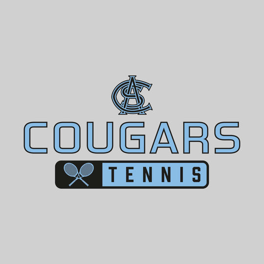 All Saints Cougars - Tennis - Mascot Over Name with Rounded Rectangle