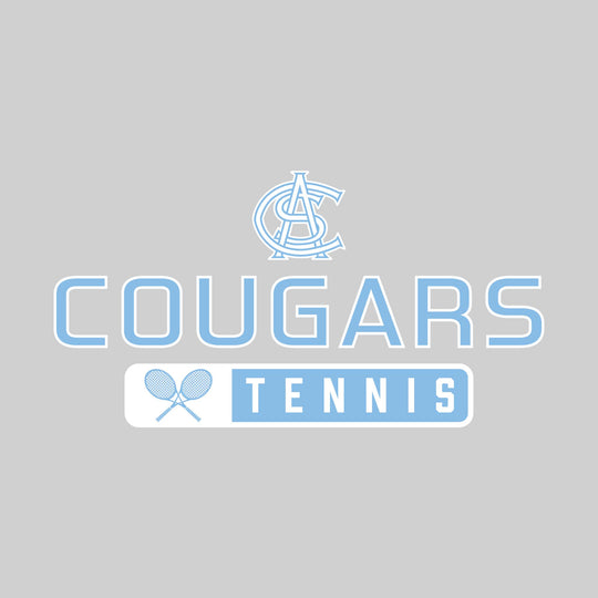 All Saints Cougars - Tennis - Mascot Over Name with Rounded Rectangle