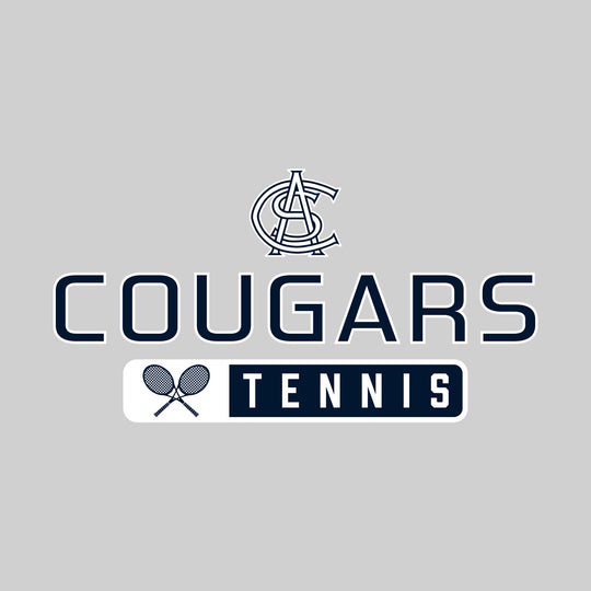 All Saints Cougars - Tennis - Mascot Over Name with Rounded Rectangle