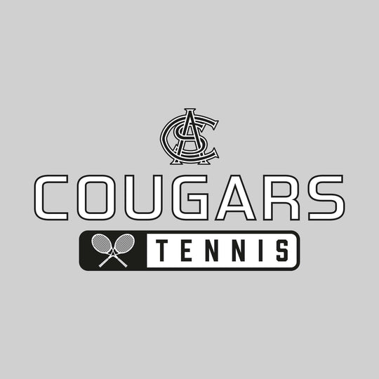 All Saints Cougars - Tennis - Mascot Over Name with Rounded Rectangle