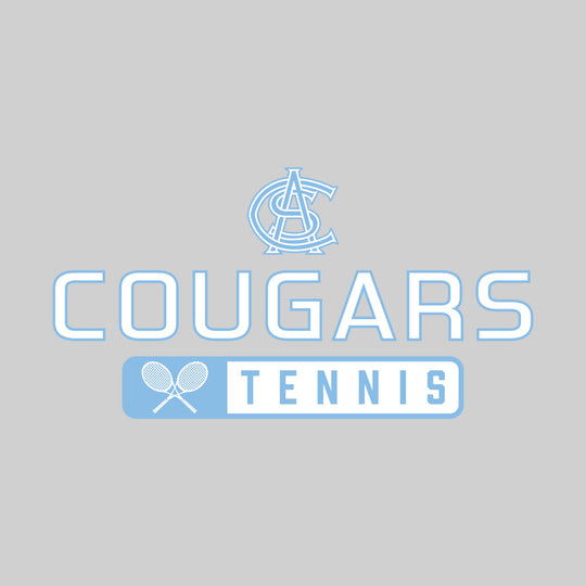 All Saints Cougars - Tennis - Mascot Over Name with Rounded Rectangle