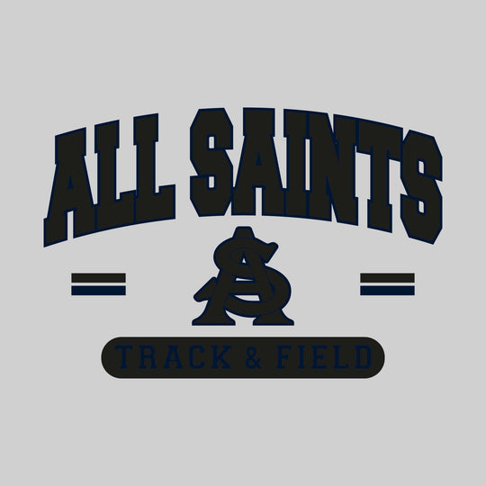 All Saints Cougars - Track & Field - Arched School Name Over Mascot with School Color Bars