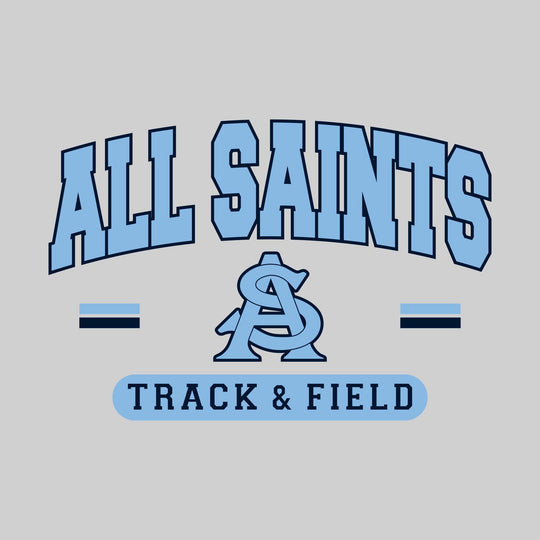 All Saints Cougars - Track & Field - Arched School Name Over Mascot with School Color Bars