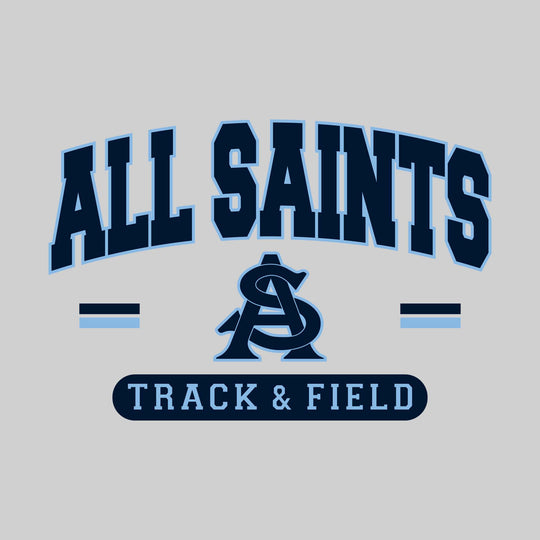 All Saints Cougars - Track & Field - Arched School Name Over Mascot with School Color Bars