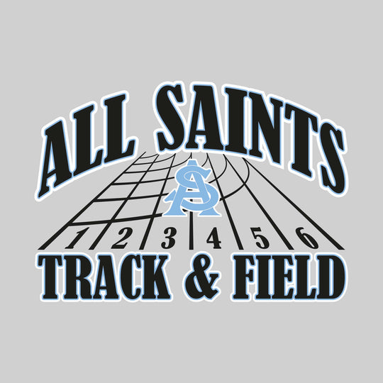 All Saints Cougars - Track & Field - Arched School Name with Mascot & Track Lanes