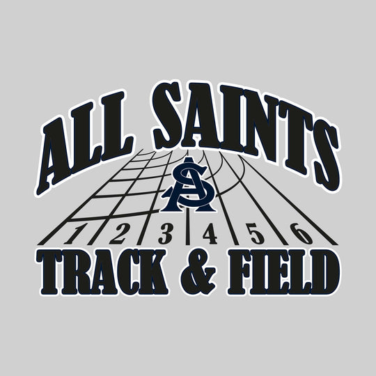 All Saints Cougars - Track & Field - Arched School Name with Mascot & Track Lanes
