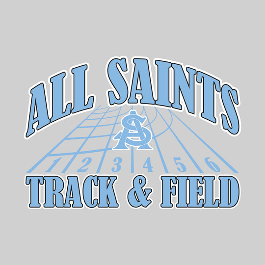 All Saints Cougars - Track & Field - Arched School Name with Mascot & Track Lanes