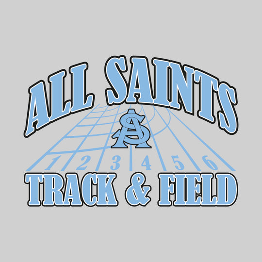 All Saints Cougars - Track & Field - Arched School Name with Mascot & Track Lanes
