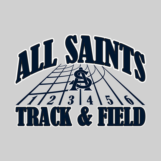 All Saints Cougars - Track & Field - Arched School Name with Mascot & Track Lanes