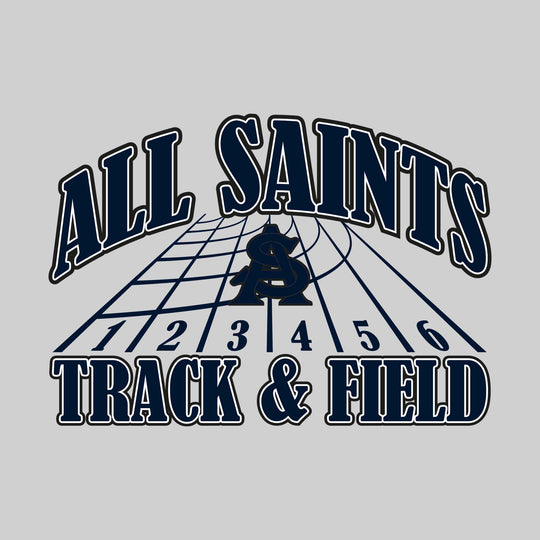 All Saints Cougars - Track & Field - Arched School Name with Mascot & Track Lanes