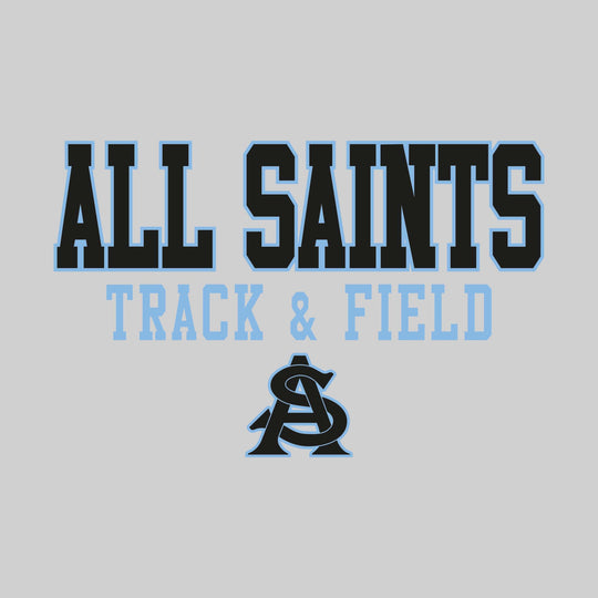 All Saints Cougars - Track & Field - Outlined School Name Over Track & Field with Mascot