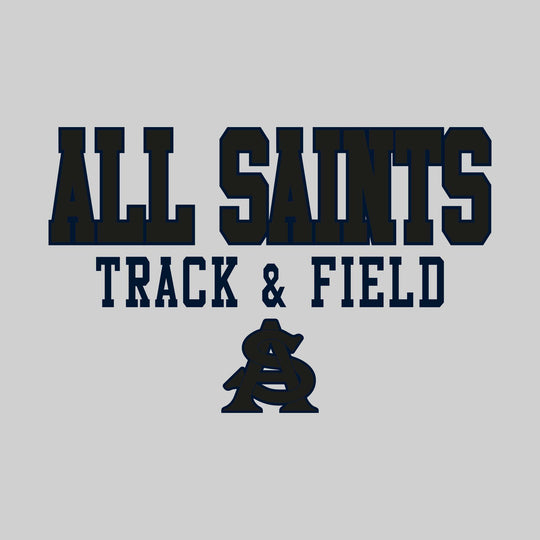 All Saints Cougars - Track & Field - Outlined School Name Over Track & Field with Mascot