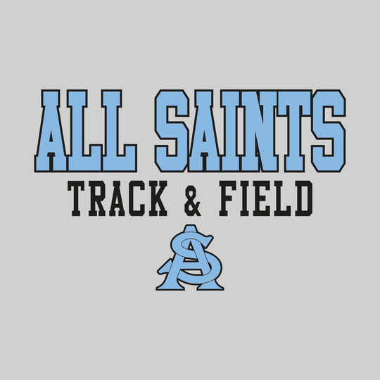 All Saints Cougars - Track & Field - Outlined School Name Over Track & Field with Mascot