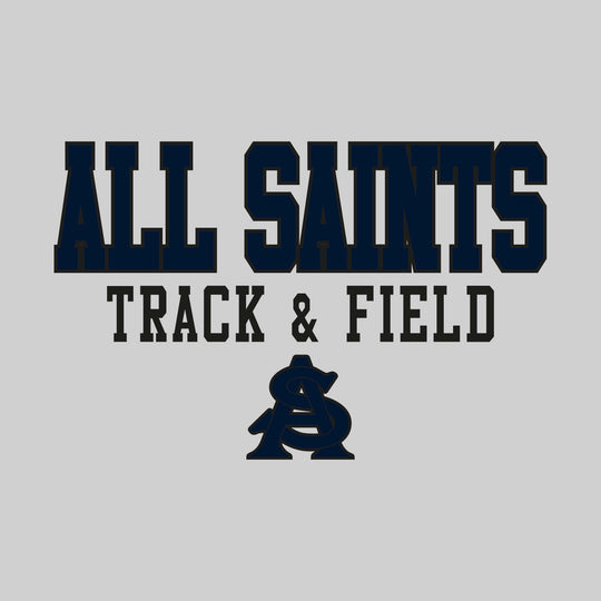 All Saints Cougars - Track & Field - Outlined School Name Over Track & Field with Mascot