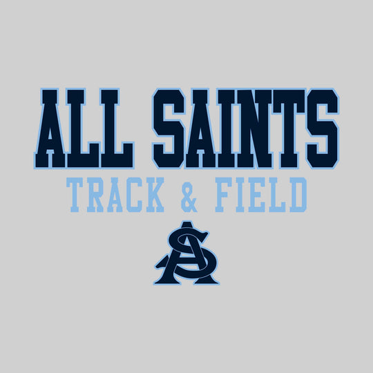 All Saints Cougars - Track & Field - Outlined School Name Over Track & Field with Mascot