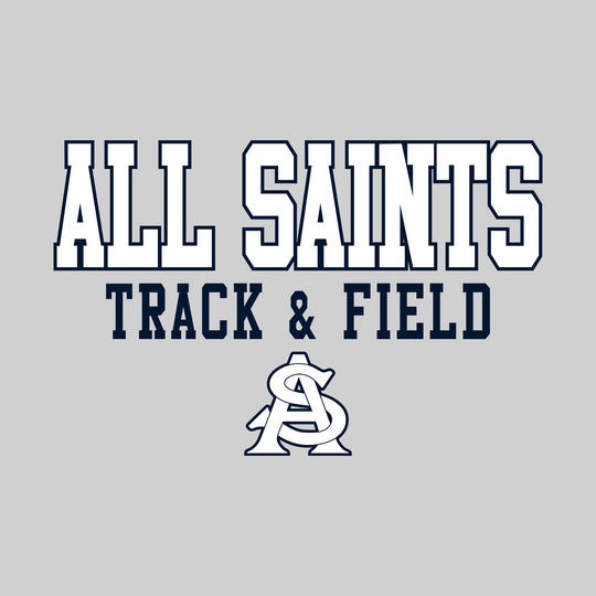 All Saints Cougars - Track & Field - Outlined School Name Over Track & Field with Mascot