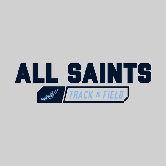 All Saints Cougars - Track & Field - School Name with Track & Field and Winged Shoe