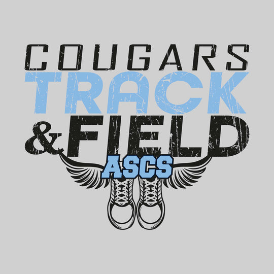 All Saints Cougars - Track & Field - Slanted Text with Winged Shoes