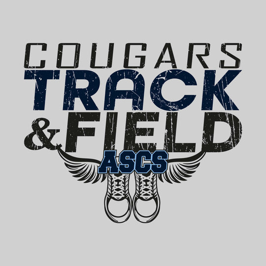All Saints Cougars - Track & Field - Slanted Text with Winged Shoes