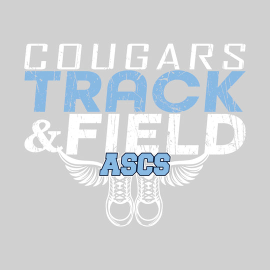 All Saints Cougars - Track & Field - Slanted Text with Winged Shoes
