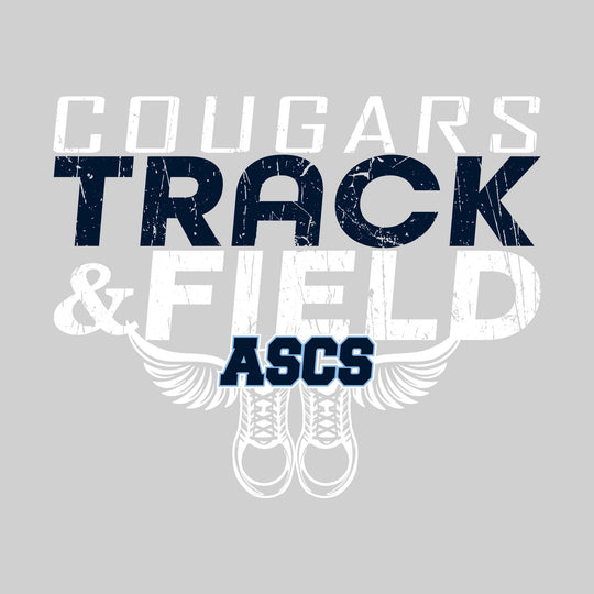 All Saints Cougars - Track & Field - Slanted Text with Winged Shoes