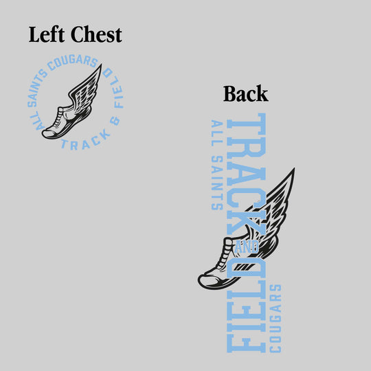 All Saints Cougars - Track & Field - Vertical Track & Field with School Name and Winged Shoe