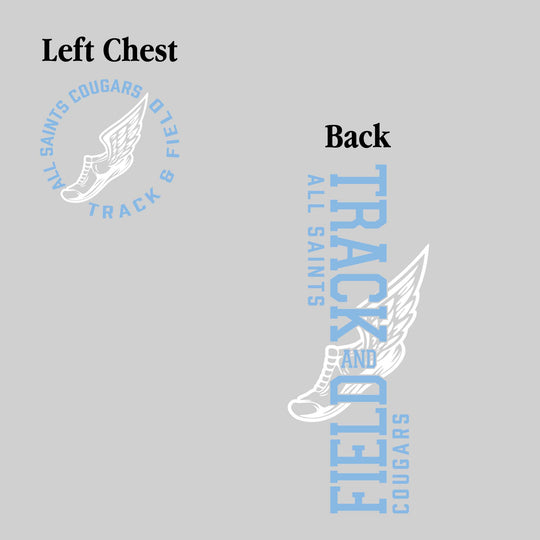 All Saints Cougars - Track & Field - Vertical Track & Field with School Name and Winged Shoe