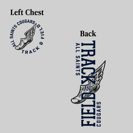 All Saints Cougars - Track & Field - Vertical Track & Field with School Name and Winged Shoe