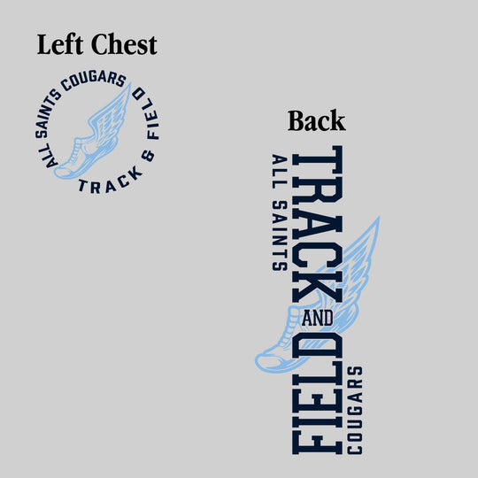 All Saints Cougars - Track & Field - Vertical Track & Field with School Name and Winged Shoe