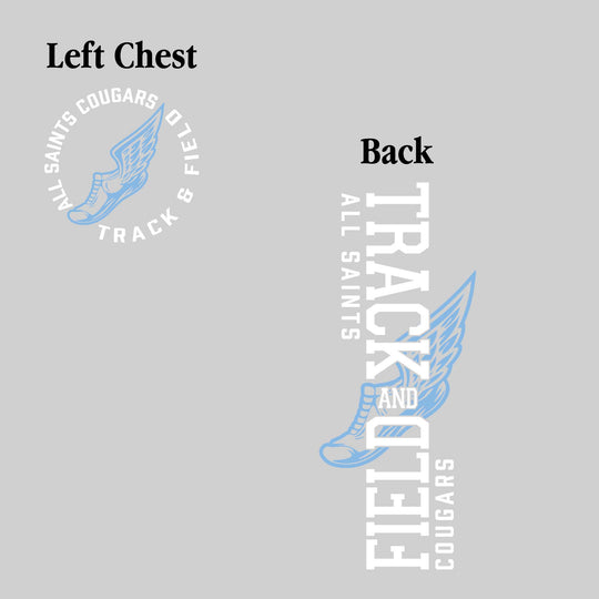 All Saints Cougars - Track & Field - Vertical Track & Field with School Name and Winged Shoe